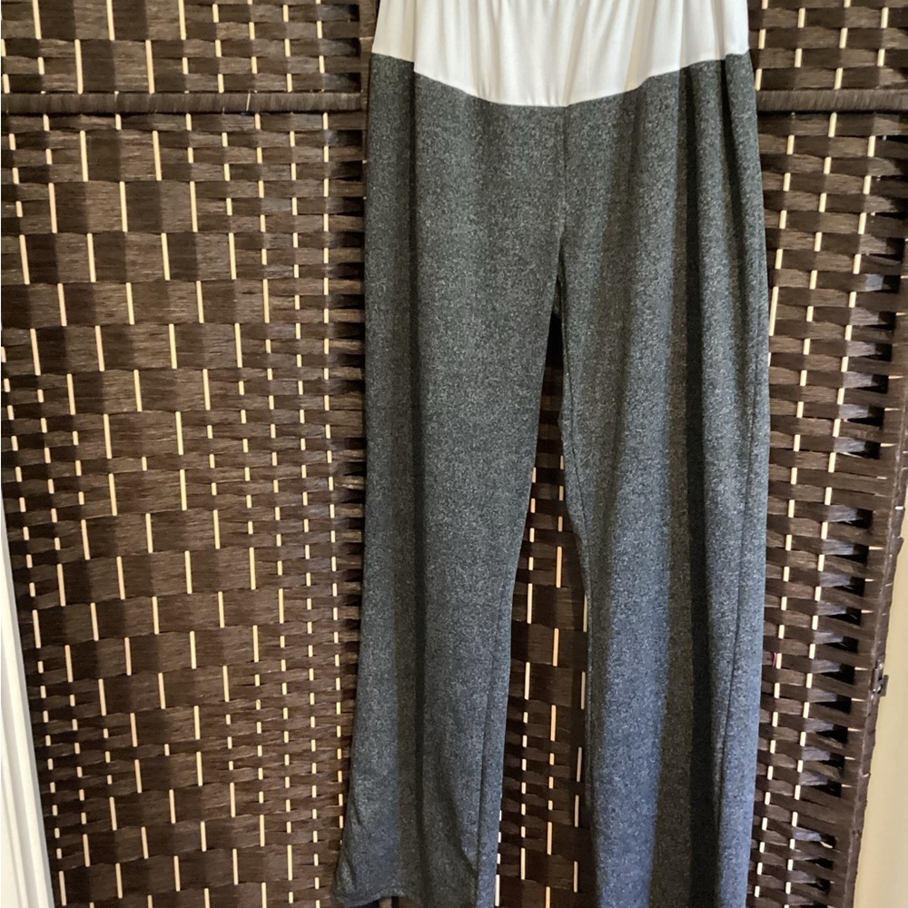 Gray and White Wide Leg Pants